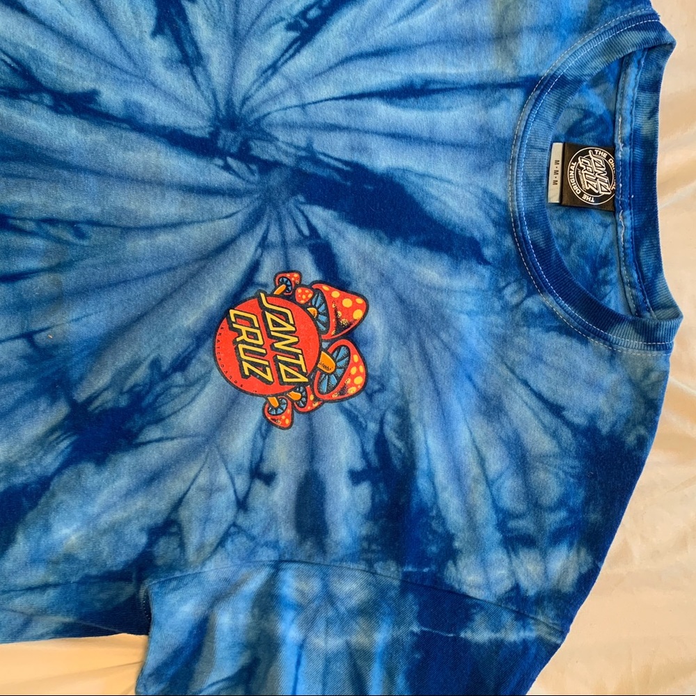 Blue Tie-Dye Mushroom Santa Cruz T-Shirt